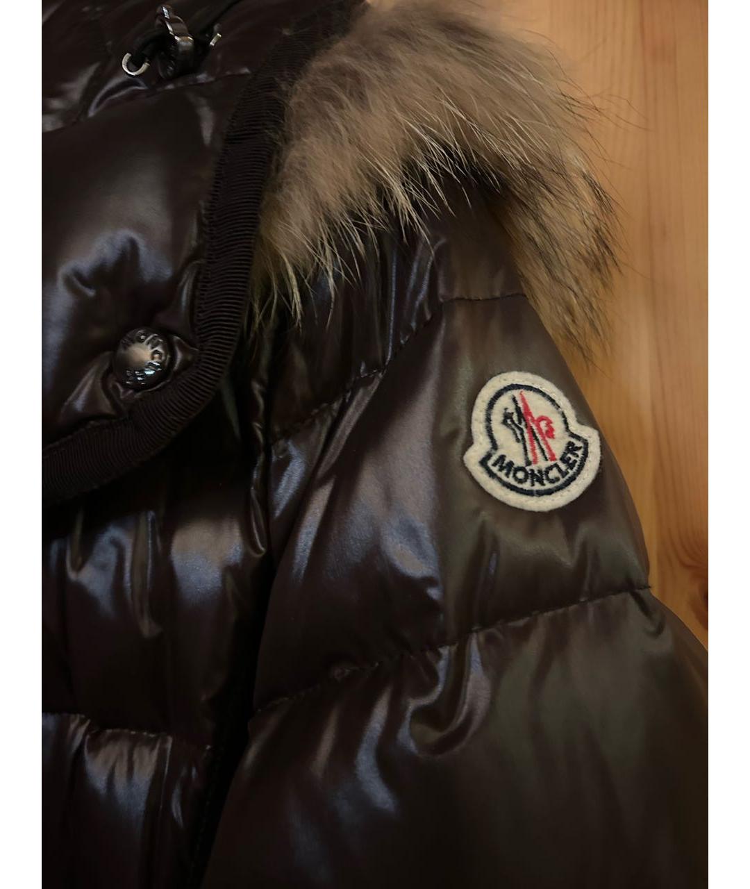 MONCLER Коричневый полиэстеровый пуховик, фото 6