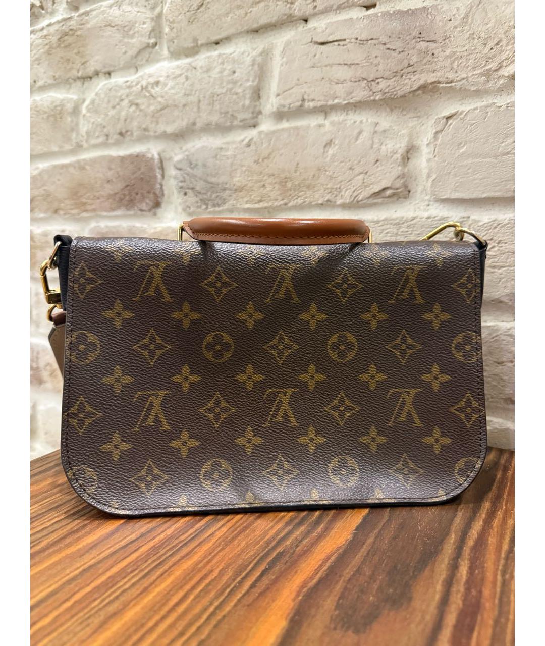 LOUIS VUITTON Коричневая кожаная сумка через плечо, фото 3