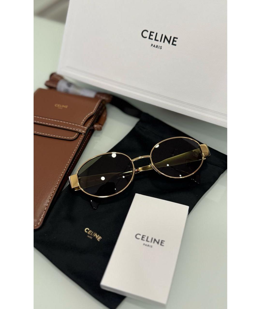 CELINE Золотые металлические солнцезащитные очки, фото 3