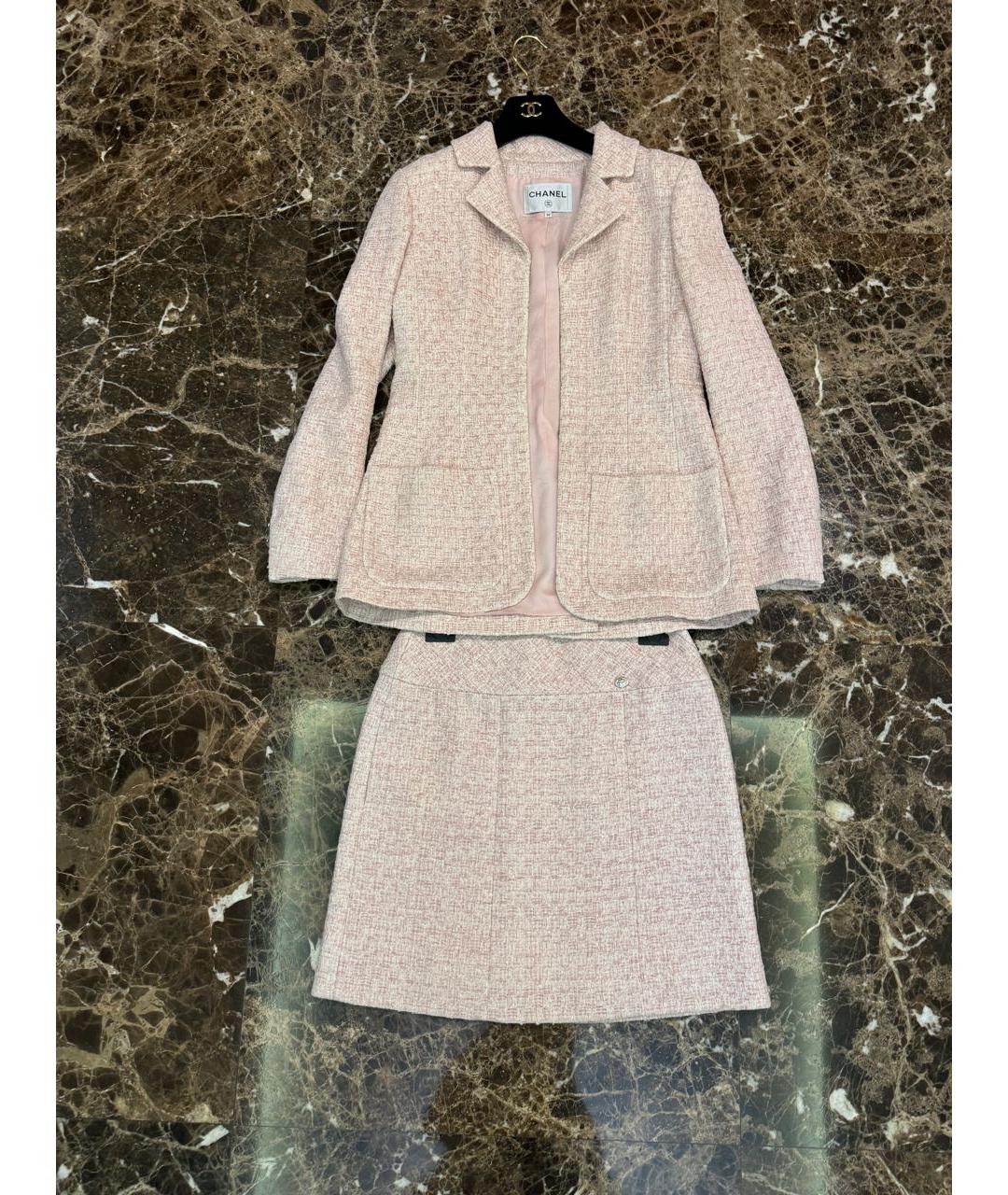 CHANEL Розовый твидовый костюм с юбками, фото 6
