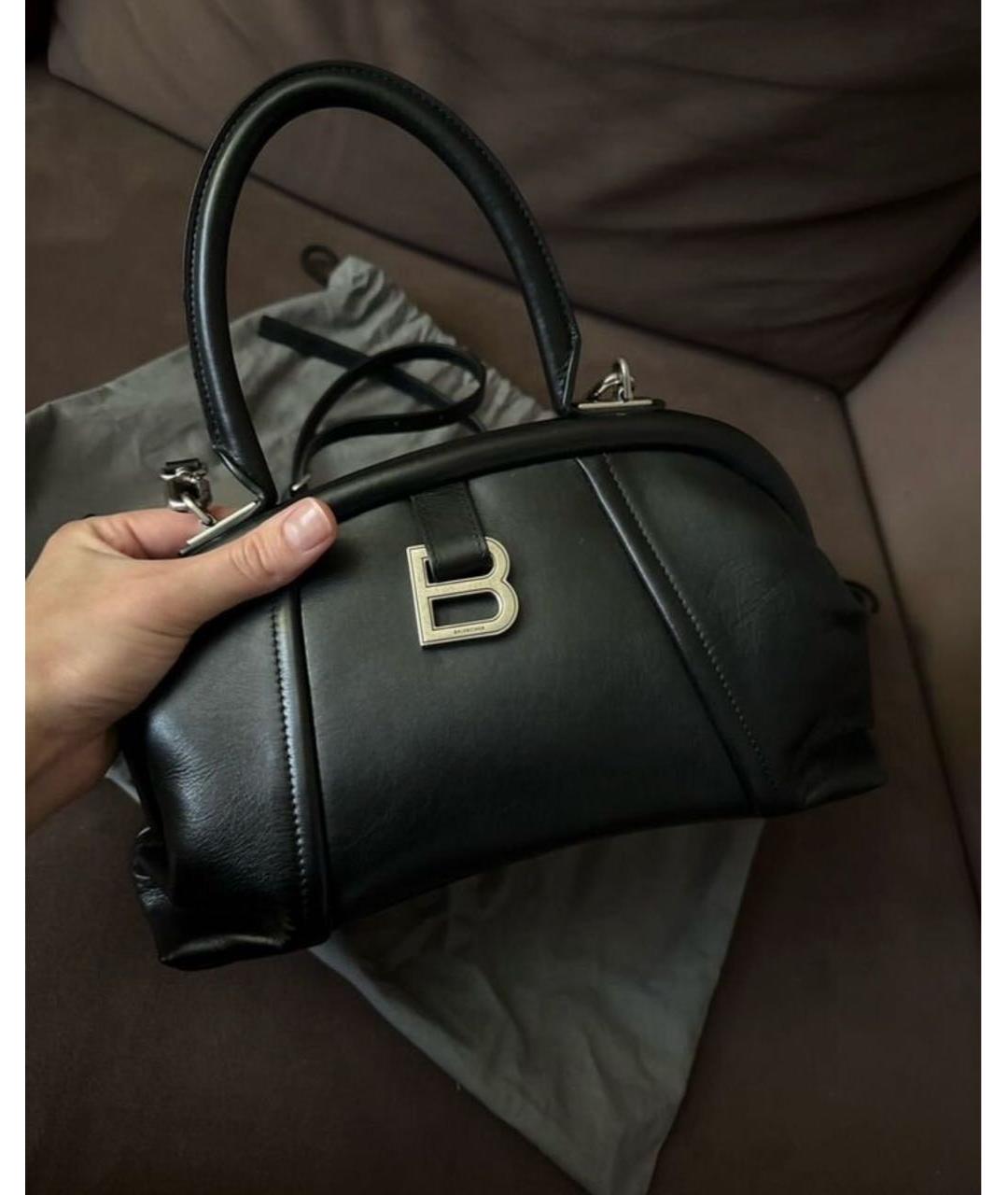 BALENCIAGA Черная кожаная сумка через плечо, фото 2