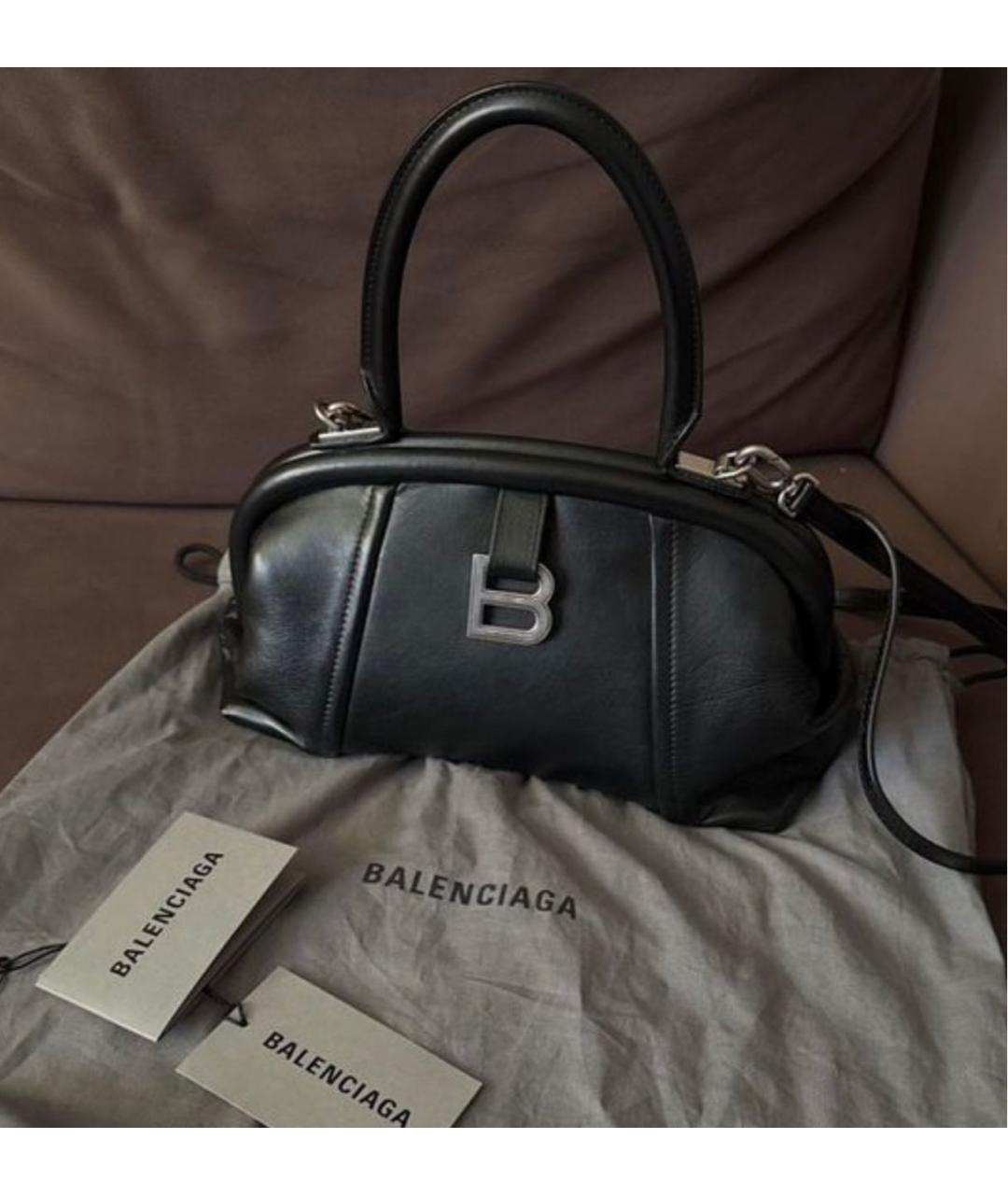 BALENCIAGA Черная кожаная сумка через плечо, фото 4