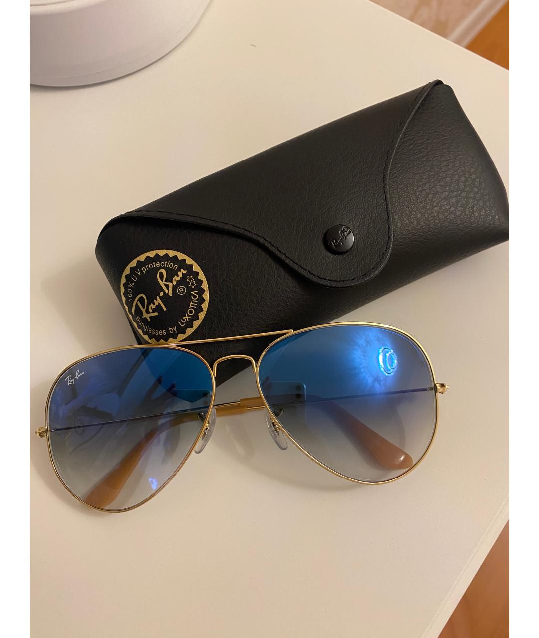 RAY BAN Голубые металлические солнцезащитные очки, фото 5