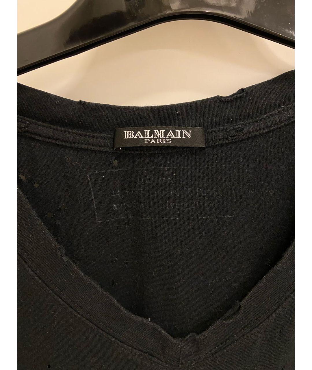 BALMAIN Черная хлопковая футболка, фото 4