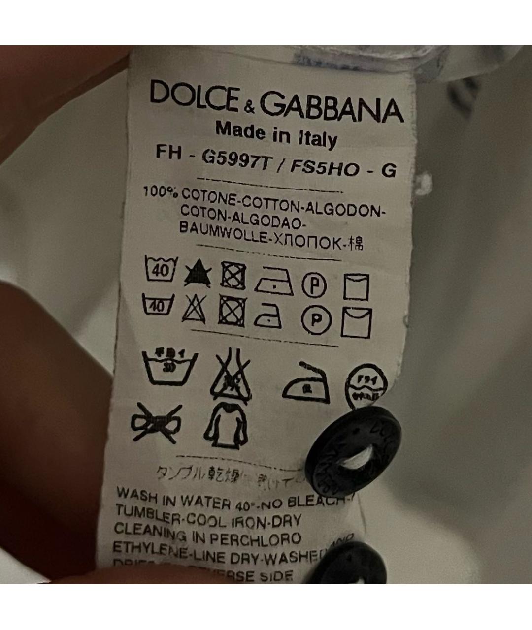 DOLCE&GABBANA Белая хлопковая кэжуал рубашка, фото 4