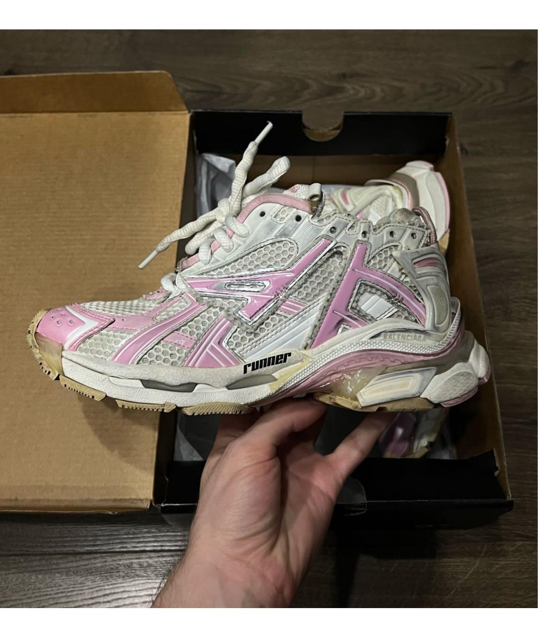 BALENCIAGA Розовые текстильные кроссовки, фото 7