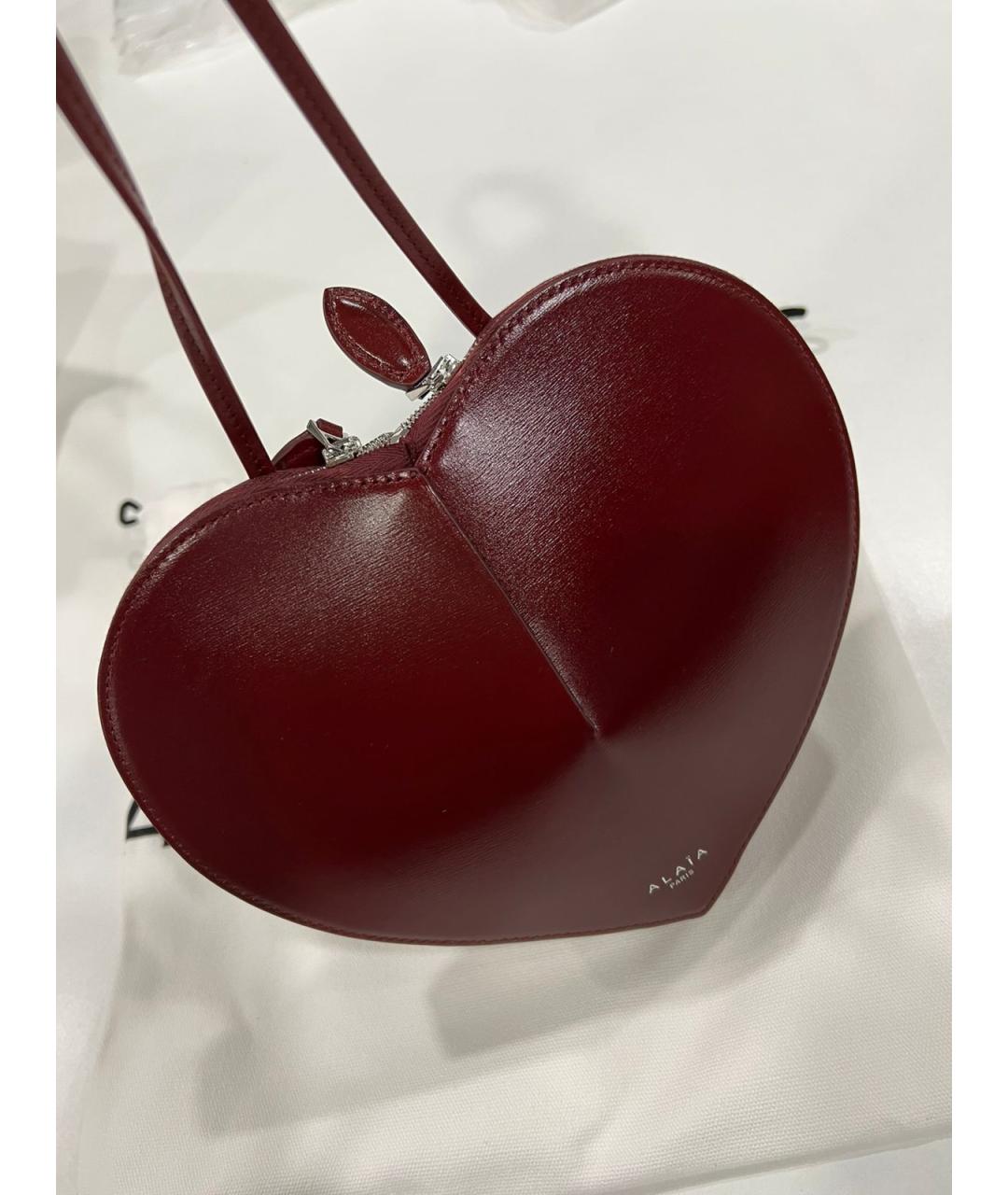 ALAIA Бордовая кожаная сумка через плечо, фото 2