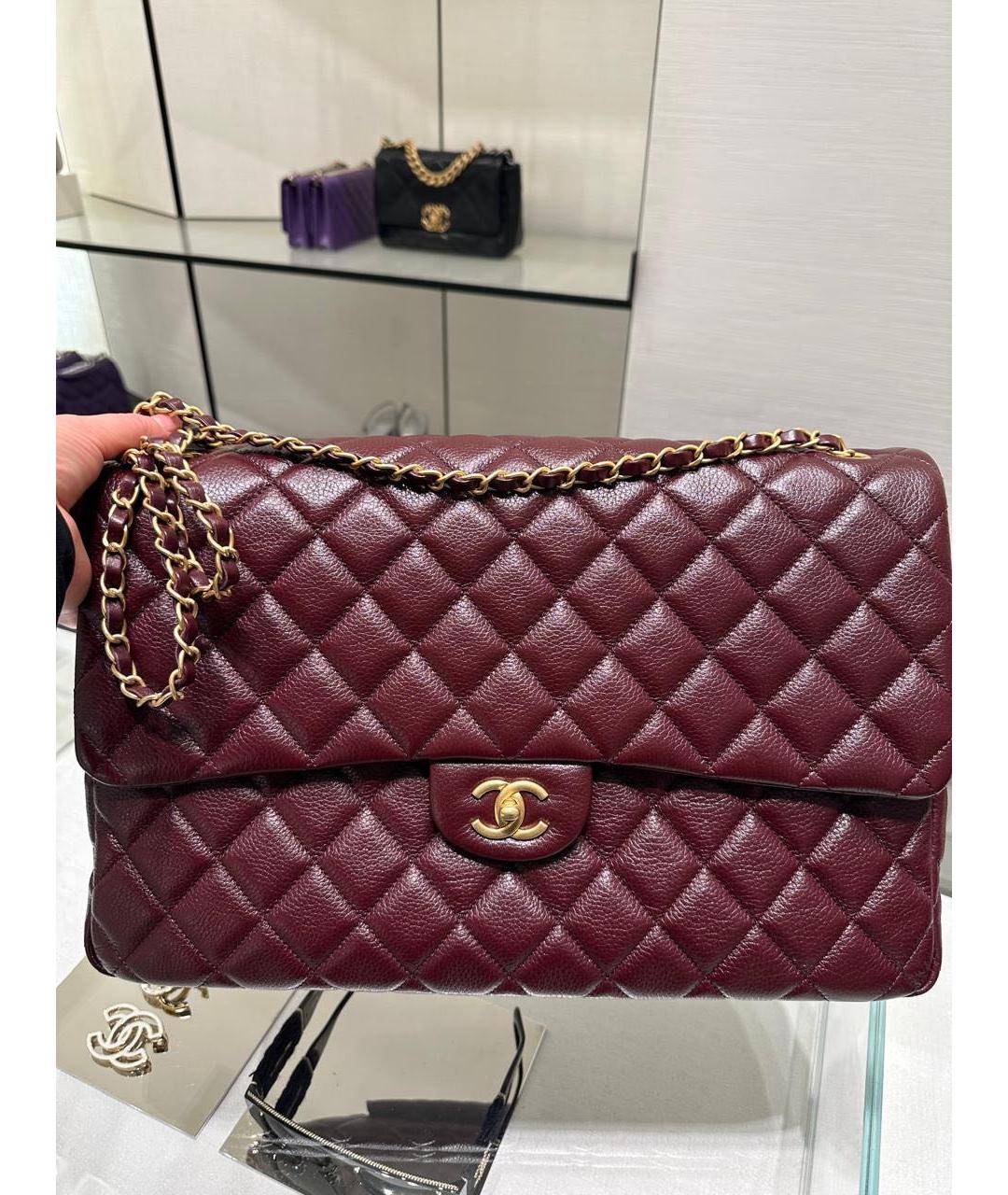 CHANEL Бордовая кожаная сумка через плечо, фото 2