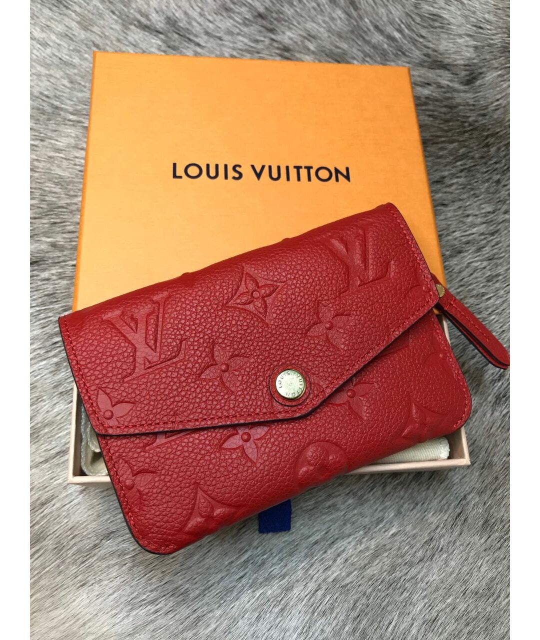LOUIS VUITTON Красный кожаный кошелек, фото 5