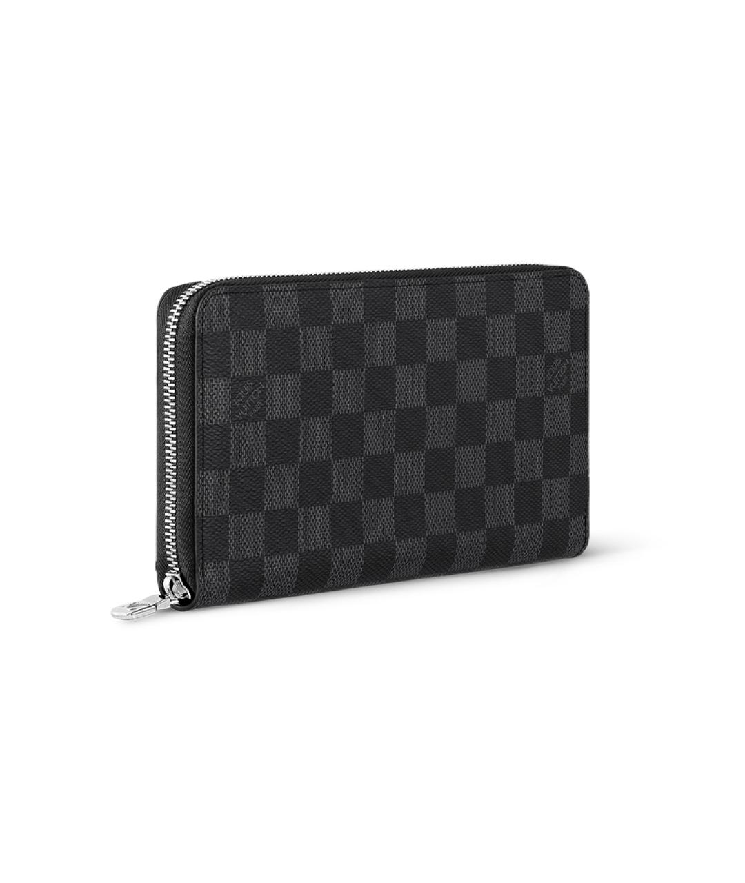 LOUIS VUITTON Черный кожаный кошелек, фото 2