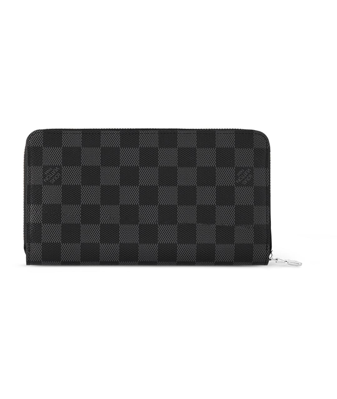 LOUIS VUITTON Черный кожаный кошелек, фото 3