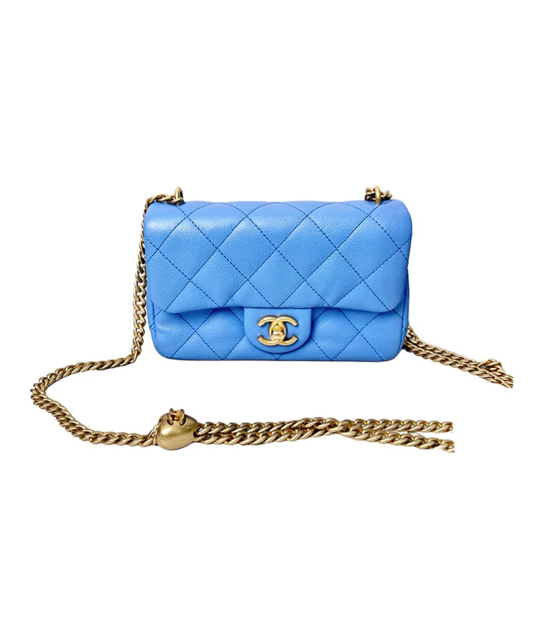 CHANEL Голубая кожаная сумка через плечо, фото 1