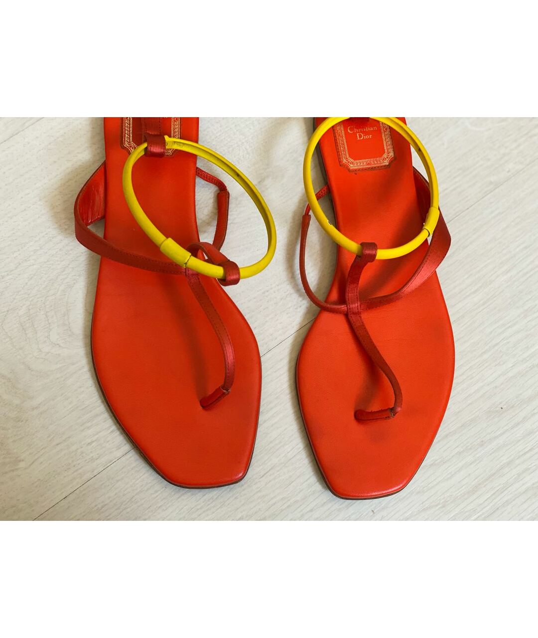 CHRISTIAN DIOR PRE-OWNED Оранжевое текстильные сандалии, фото 2