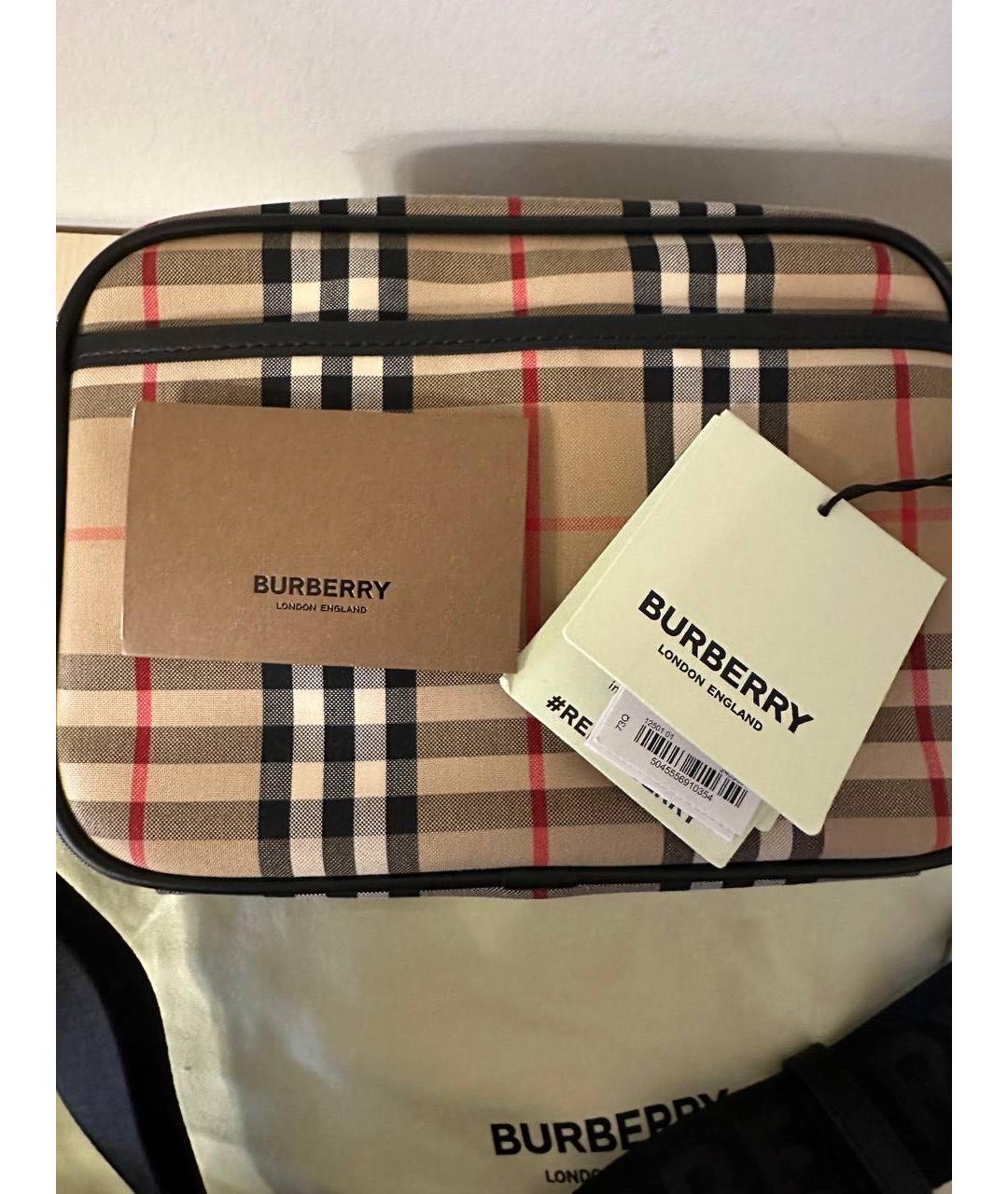 BURBERRY Бежевая тканевая сумка на плечо, фото 5