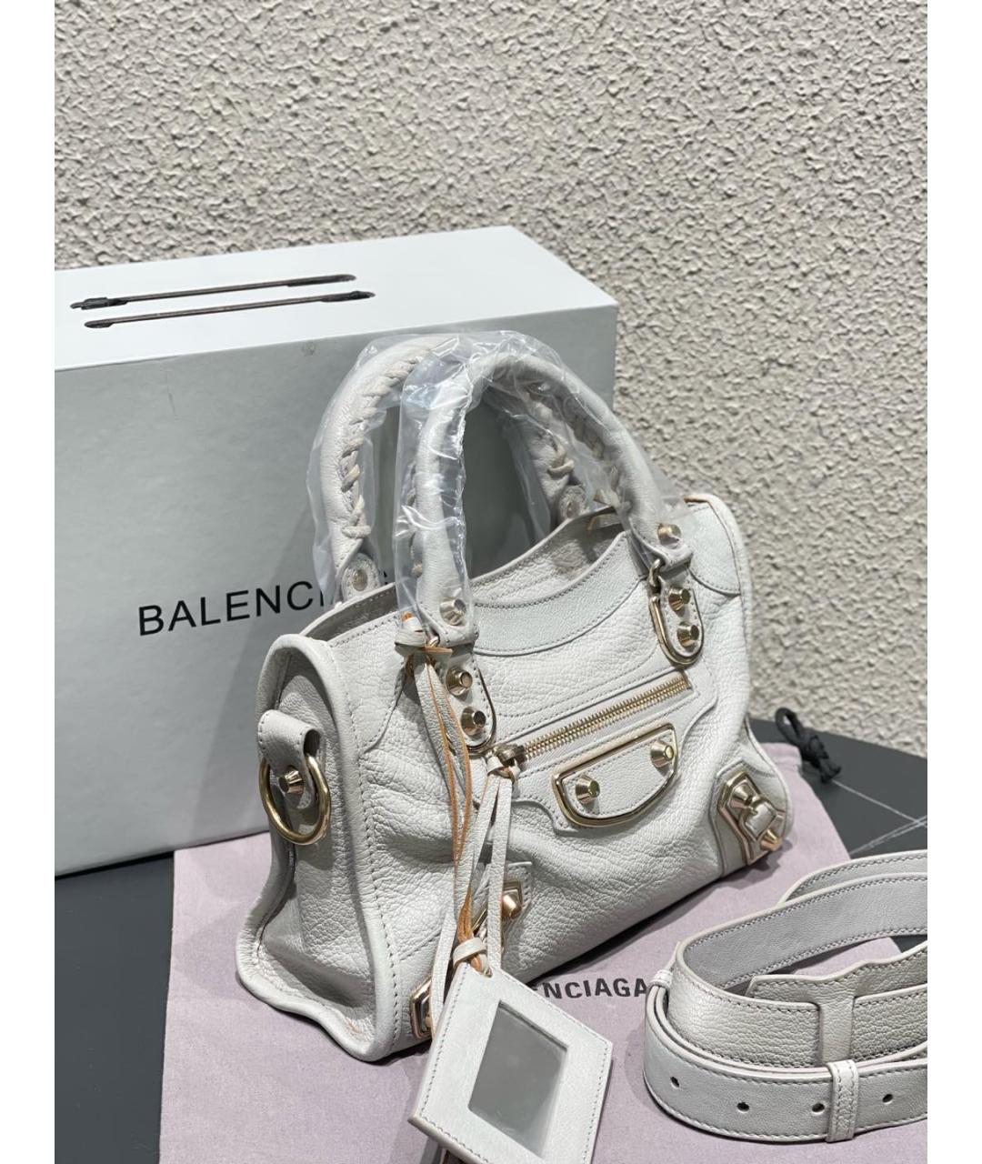 BALENCIAGA Серебряная кожаная сумка через плечо, фото 3