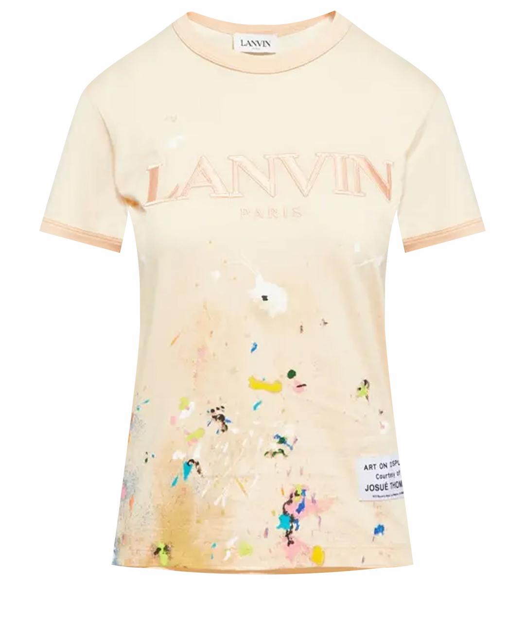 LANVIN Коралловая хлопковая футболка, фото 1