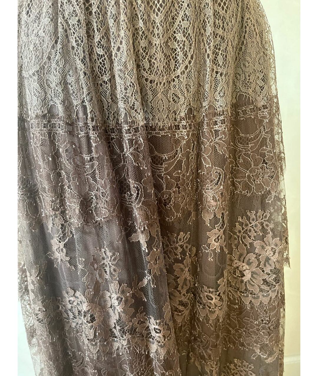 VALENTINO Коричневая кружевная юбка макси, фото 4