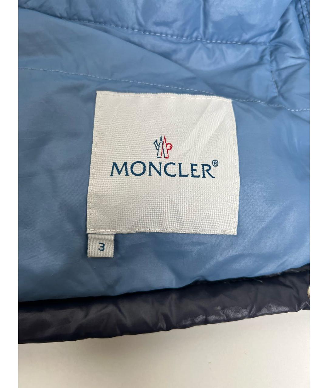 MONCLER Темно-синий полиэстеровый пуховик, фото 3