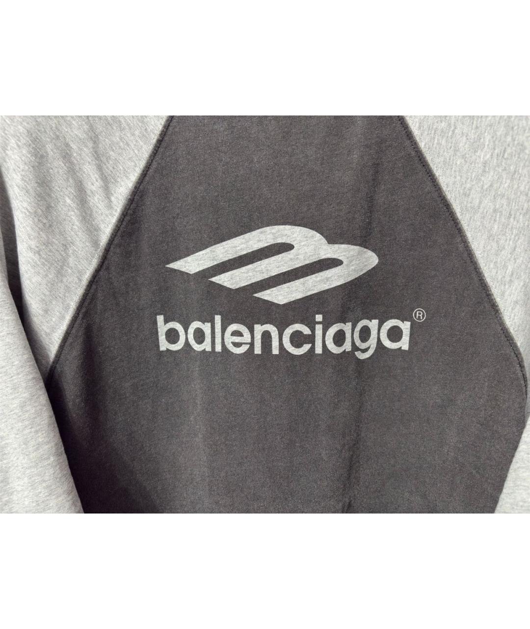 BALENCIAGA Антрацитовая хлопковая футболка, фото 2