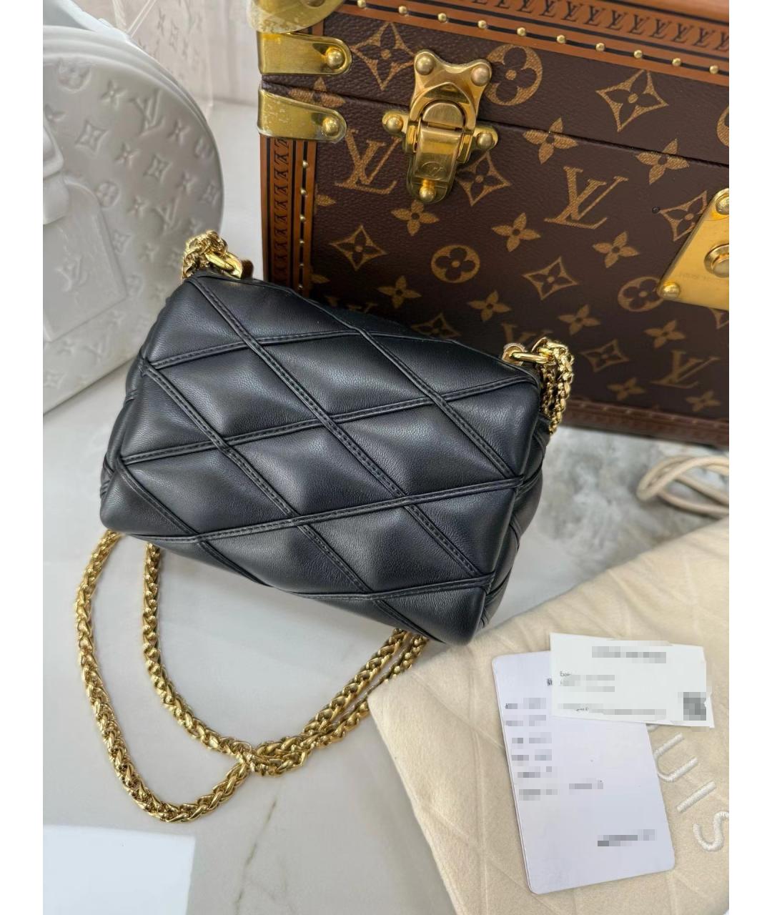 LOUIS VUITTON Черная кожаная сумка через плечо, фото 3