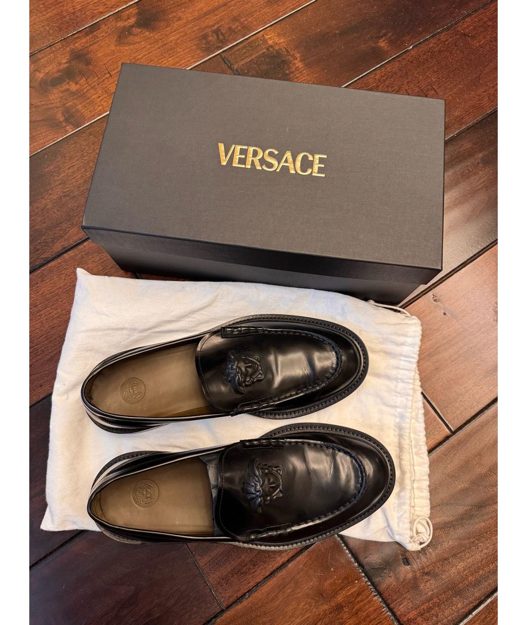 VERSACE Черные кожаные лоферы, фото 2