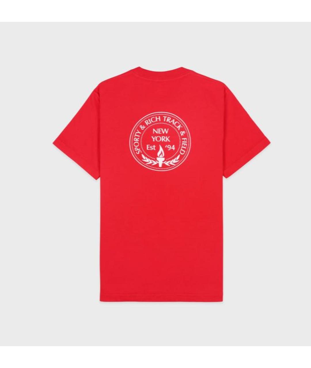 SPORTY AND RICH Красная хлопковая футболка, фото 3