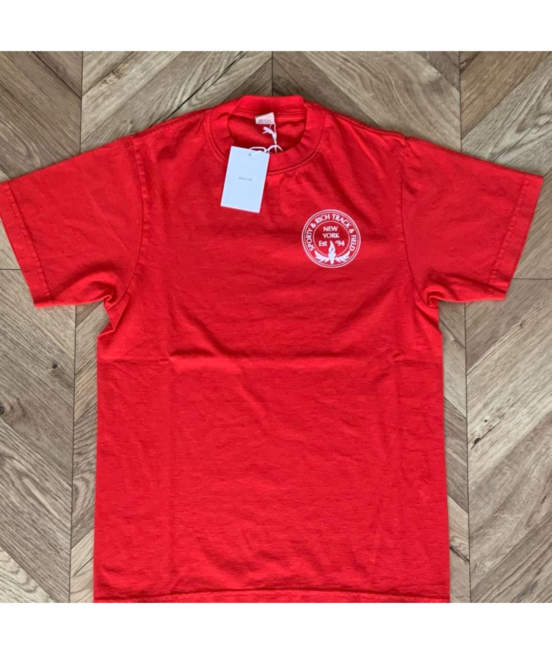 SPORTY AND RICH Красная хлопковая футболка, фото 5
