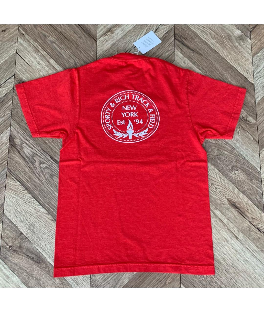 SPORTY AND RICH Красная хлопковая футболка, фото 6