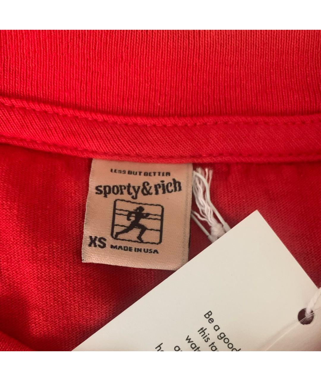 SPORTY AND RICH Красная хлопковая футболка, фото 7