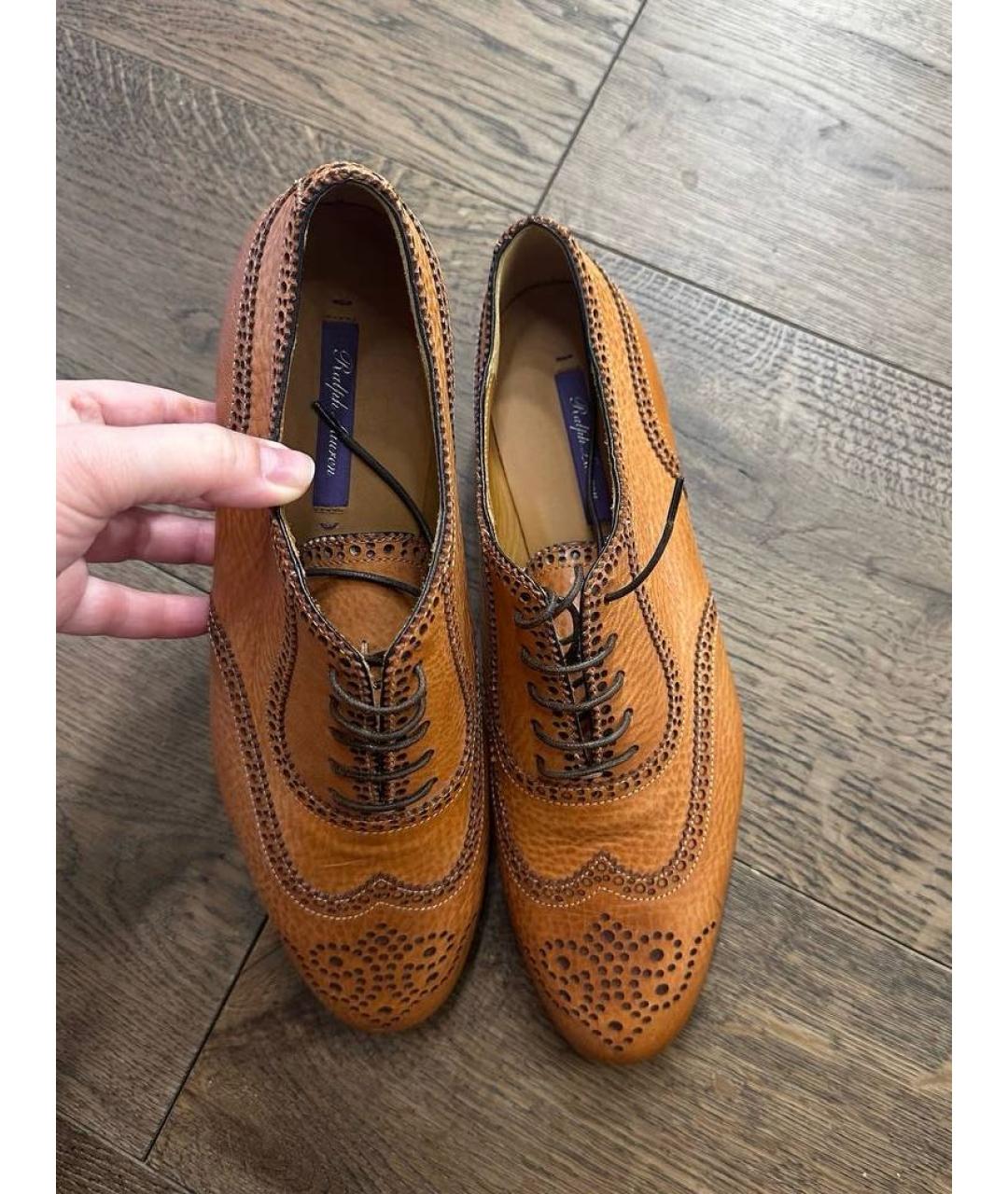 RALPH LAUREN Коричневые кожаные брогги и оксфорды, фото 4