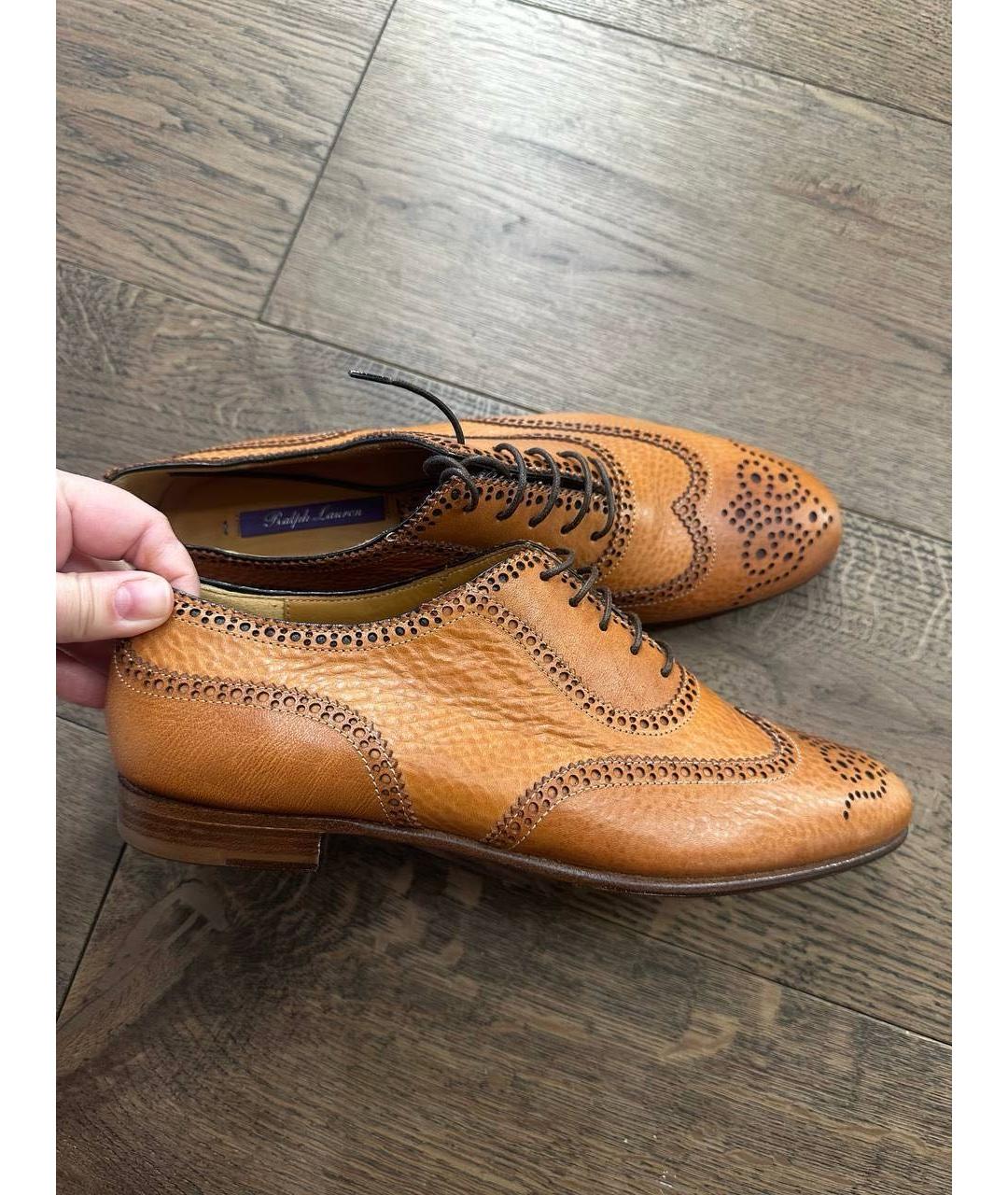 RALPH LAUREN Коричневые кожаные брогги и оксфорды, фото 2