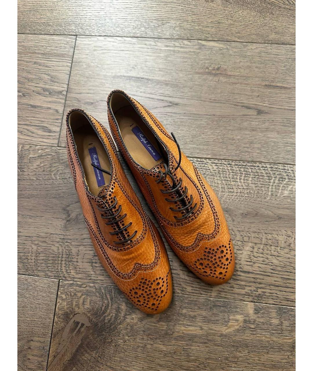 RALPH LAUREN Коричневые кожаные брогги и оксфорды, фото 3