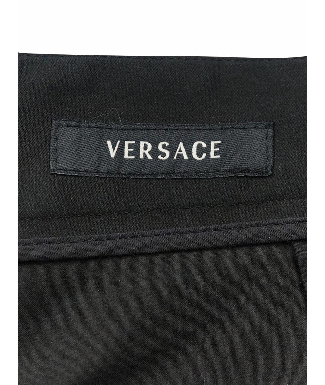 VERSACE Черные хлопко-эластановые повседневные брюки, фото 8