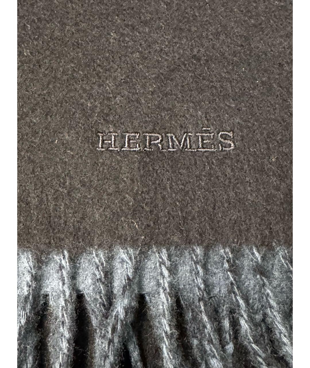 HERMES Темно-синий кашемировый шарф, фото 3