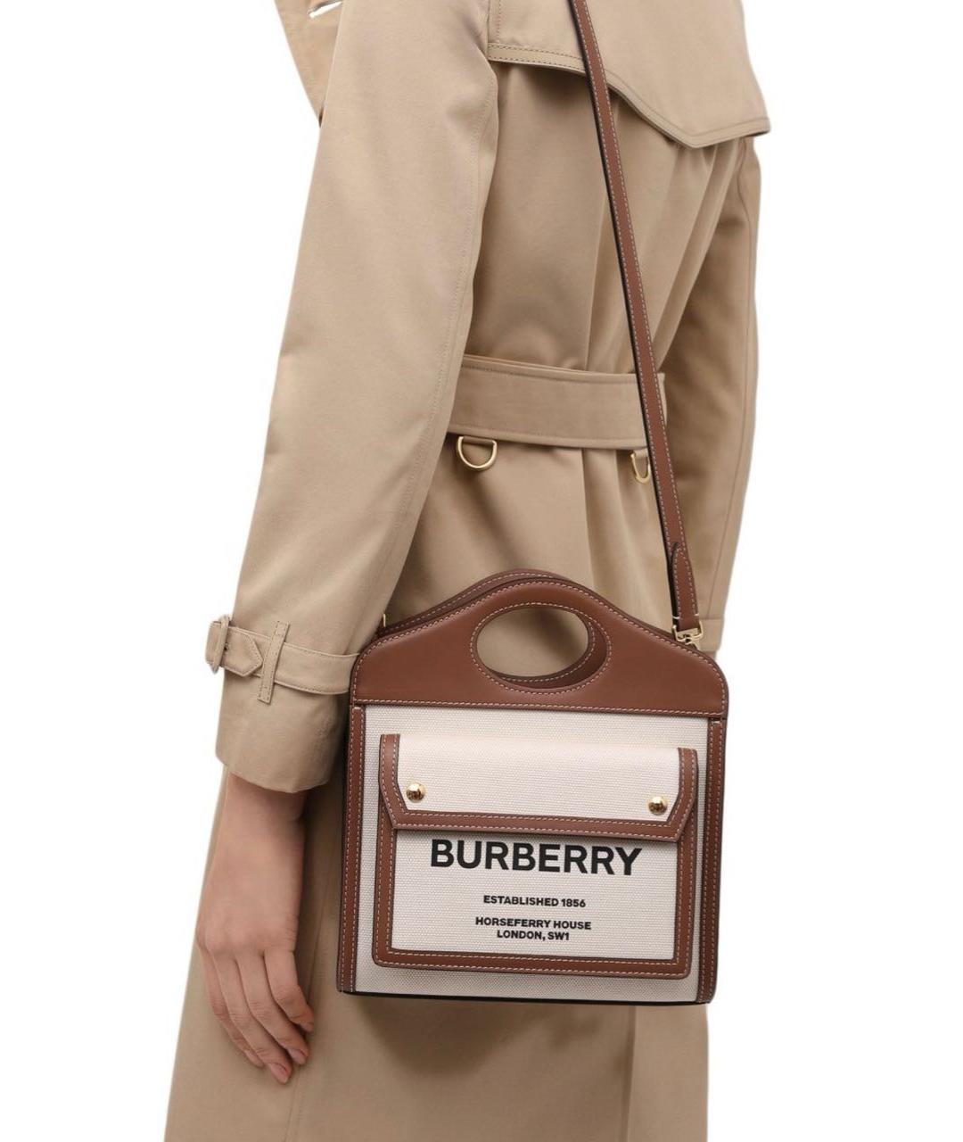 BURBERRY Бежевая кожаная сумка тоут, фото 6