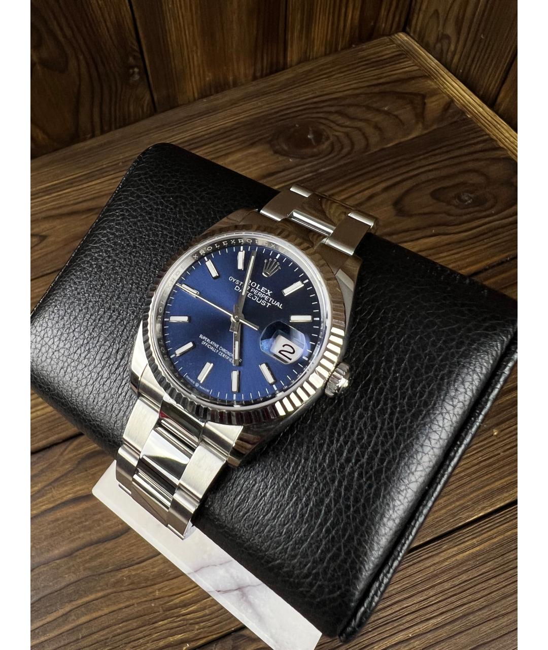 ROLEX Темно-синие часы из белого золота, фото 2