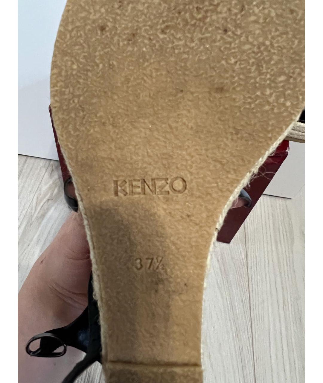 KENZO Черные кожаные босоножки, фото 4