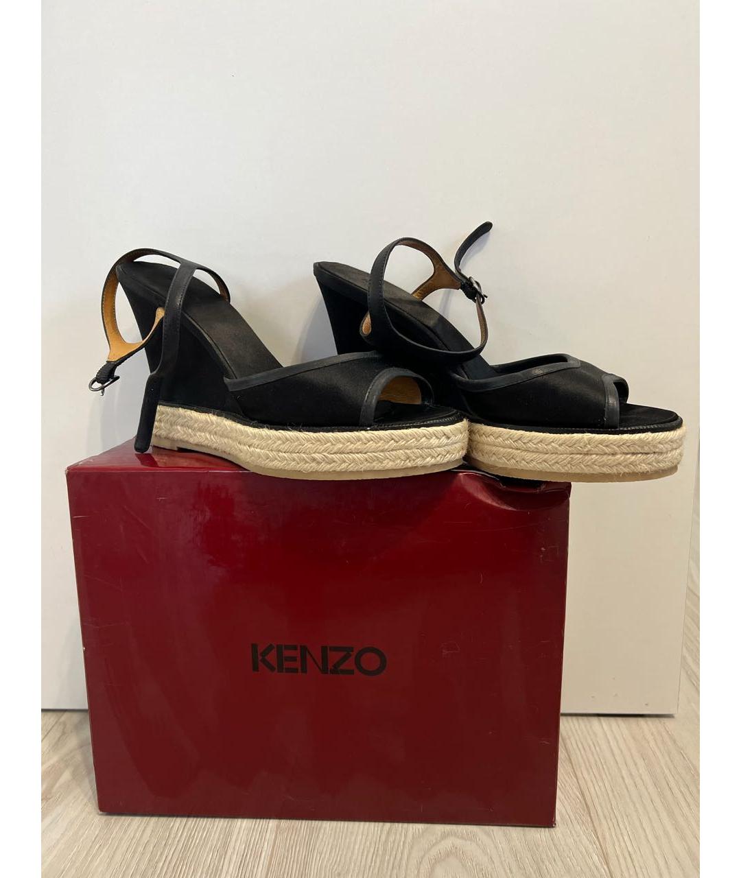 KENZO Черные кожаные босоножки, фото 3