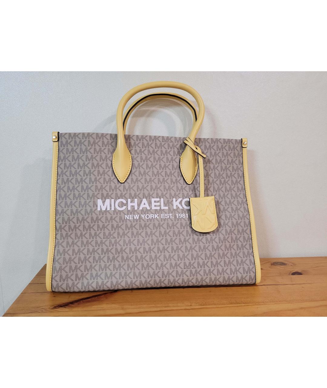 MICHAEL KORS Бежевая сумка тоут из искусственной кожи, фото 5