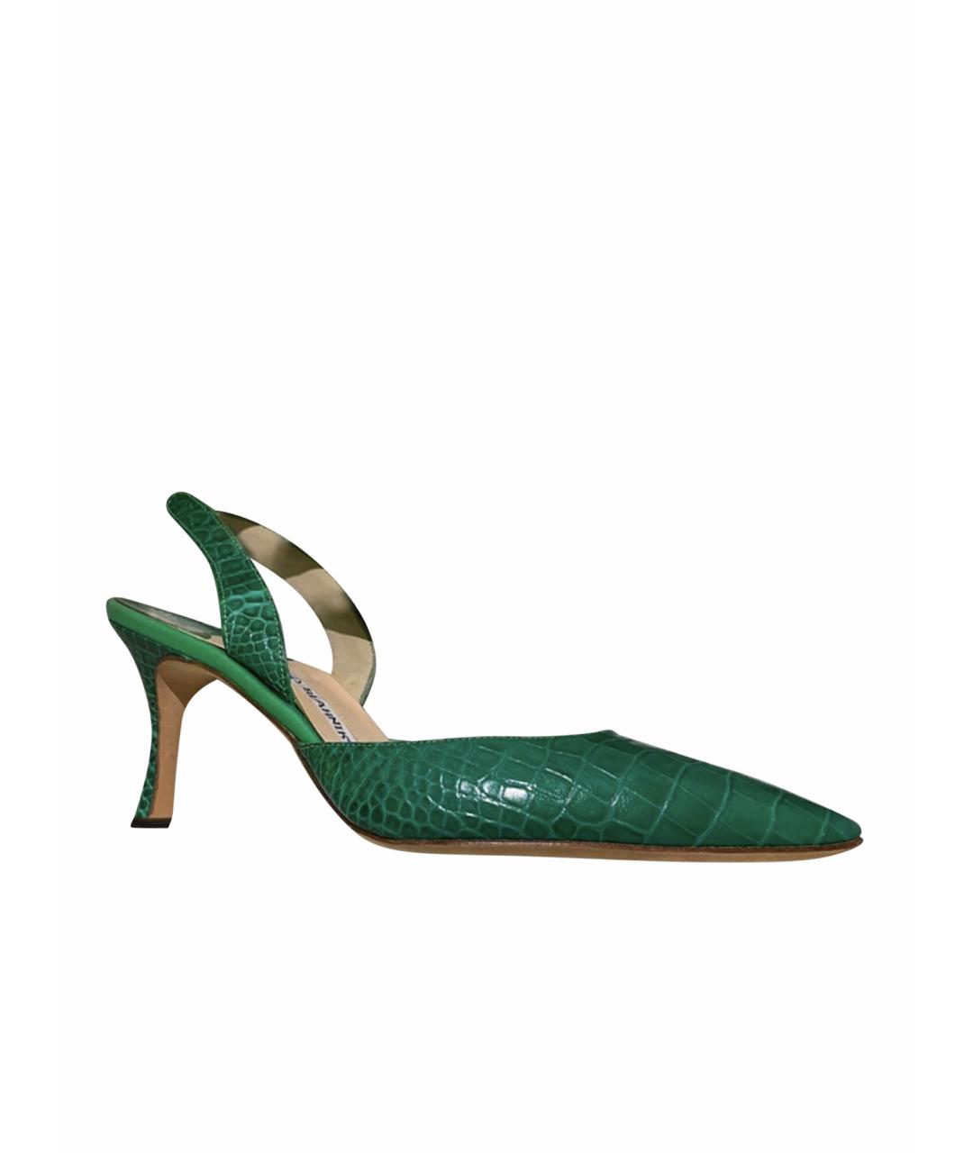 MANOLO BLAHNIK Зеленые кожаные туфли, фото 1