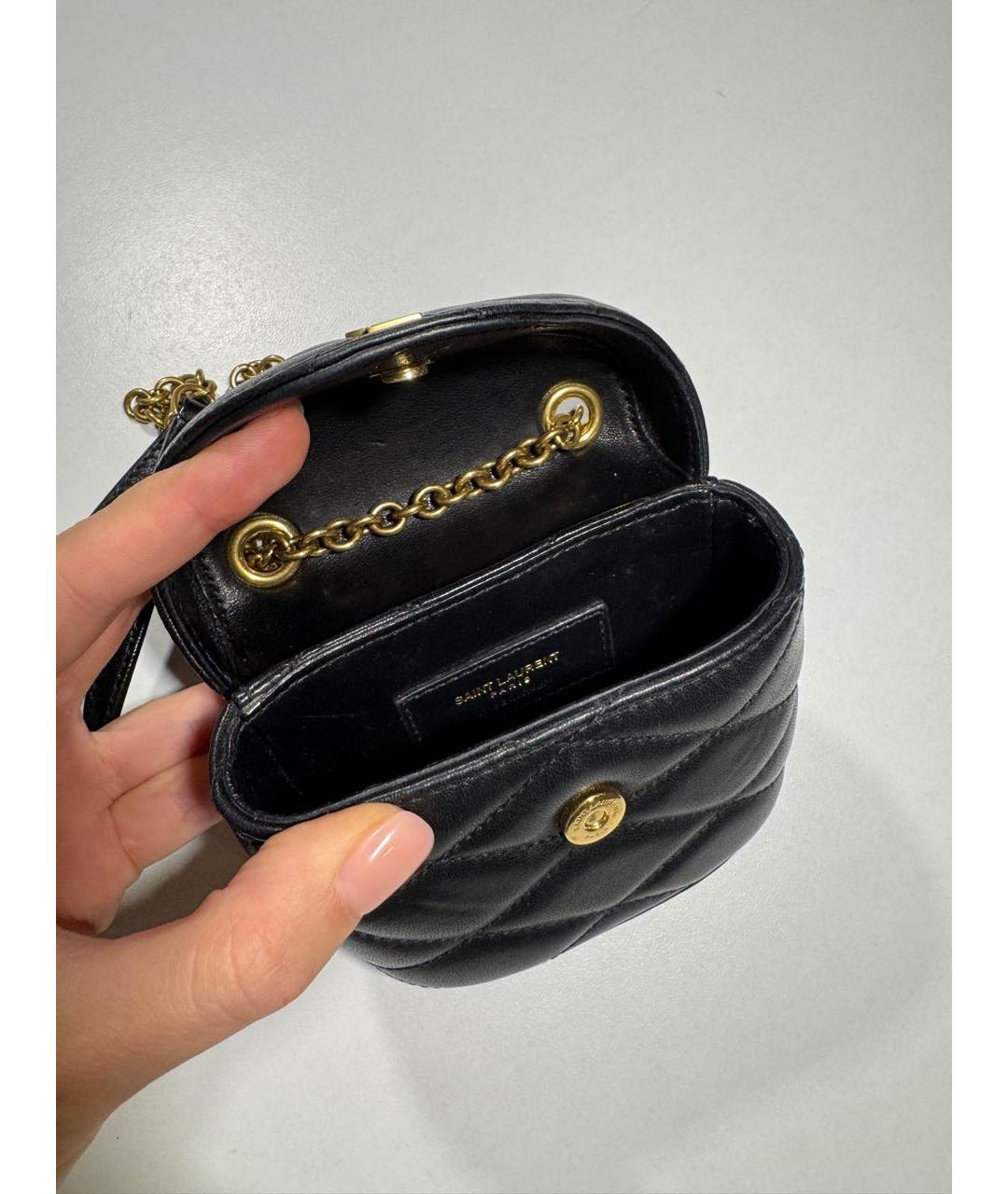 SAINT LAURENT Черная кожаная сумка через плечо, фото 3