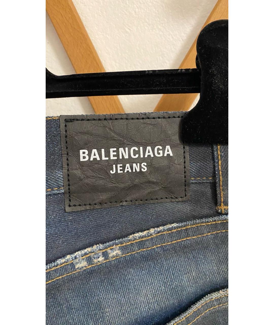 BALENCIAGA Темно-синие хлопковые прямые джинсы, фото 8