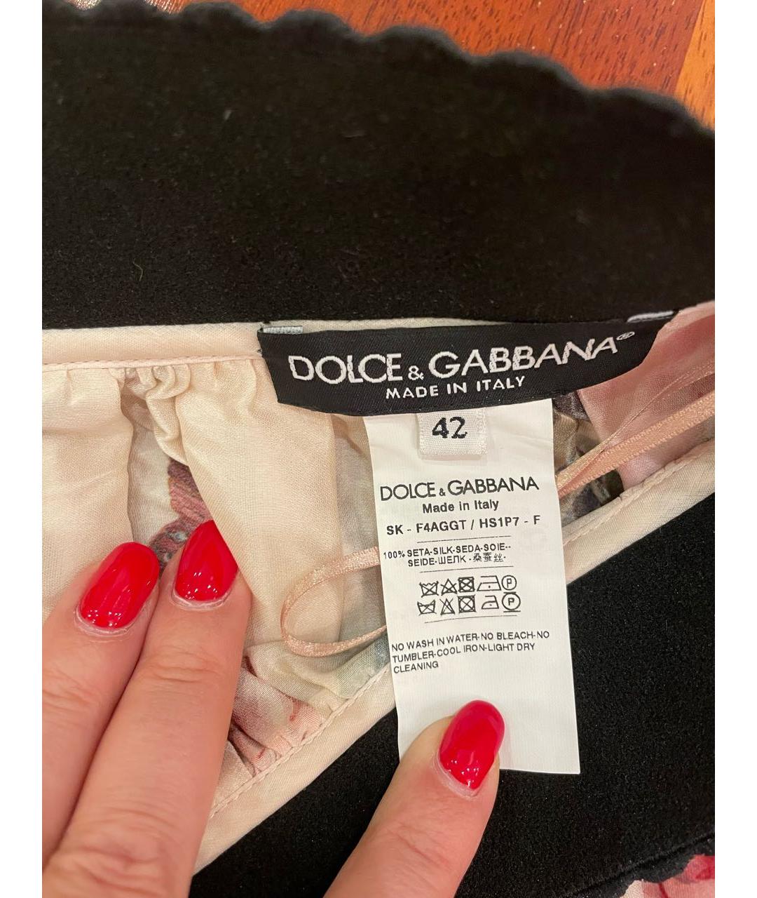 DOLCE&GABBANA Розовая шелковая юбка макси, фото 5