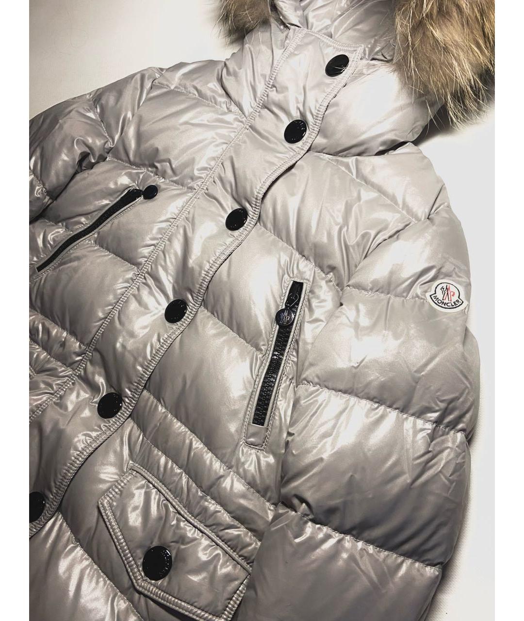 MONCLER Серебрянный полиамидовый пуховик, фото 3