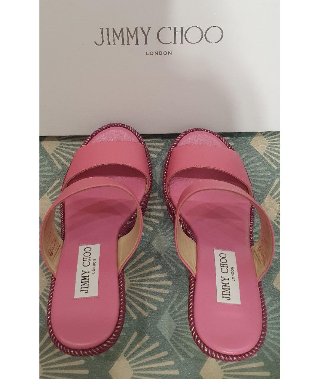 JIMMY CHOO Розовые кожаные босоножки, фото 3