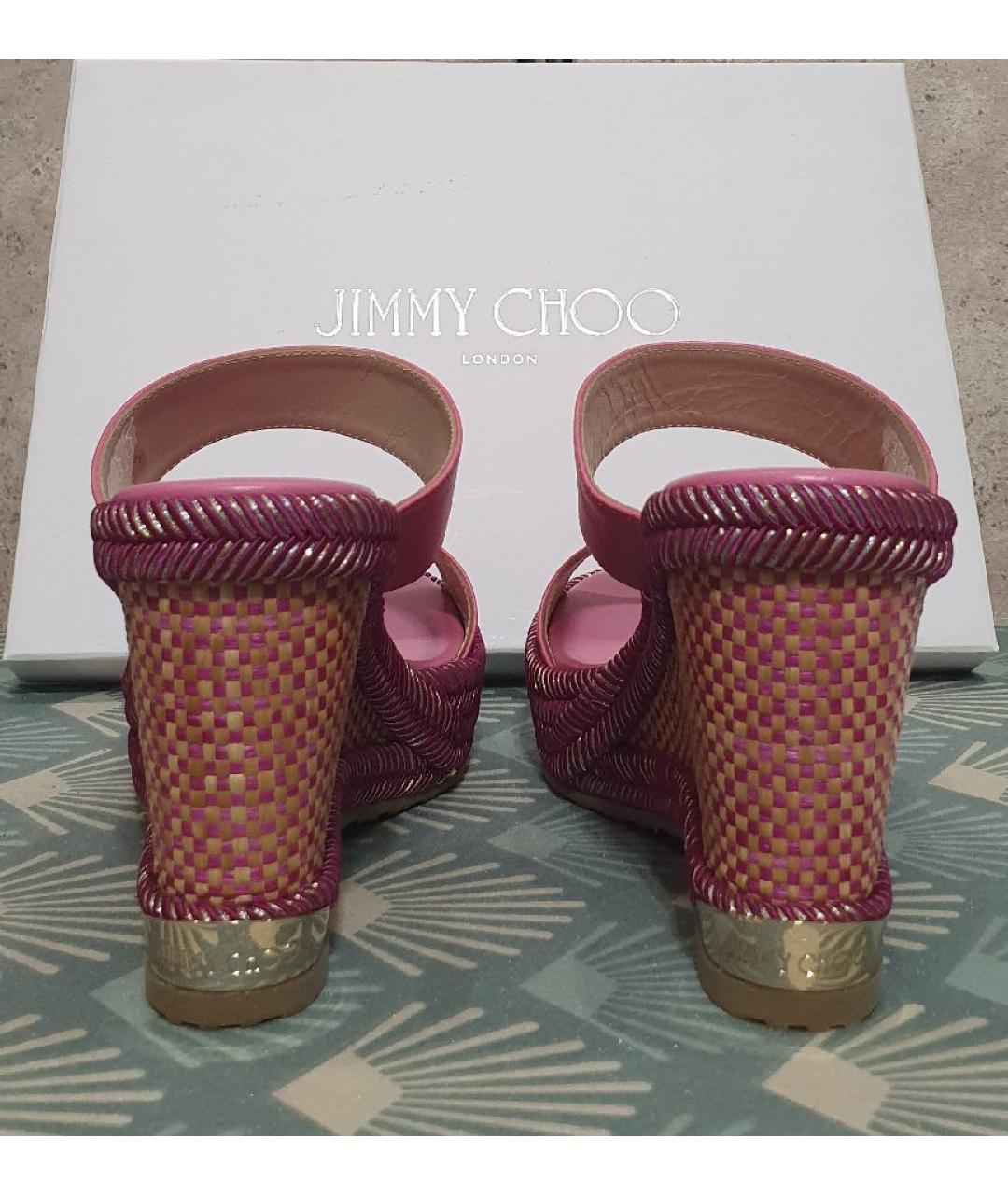 JIMMY CHOO Розовые кожаные босоножки, фото 4