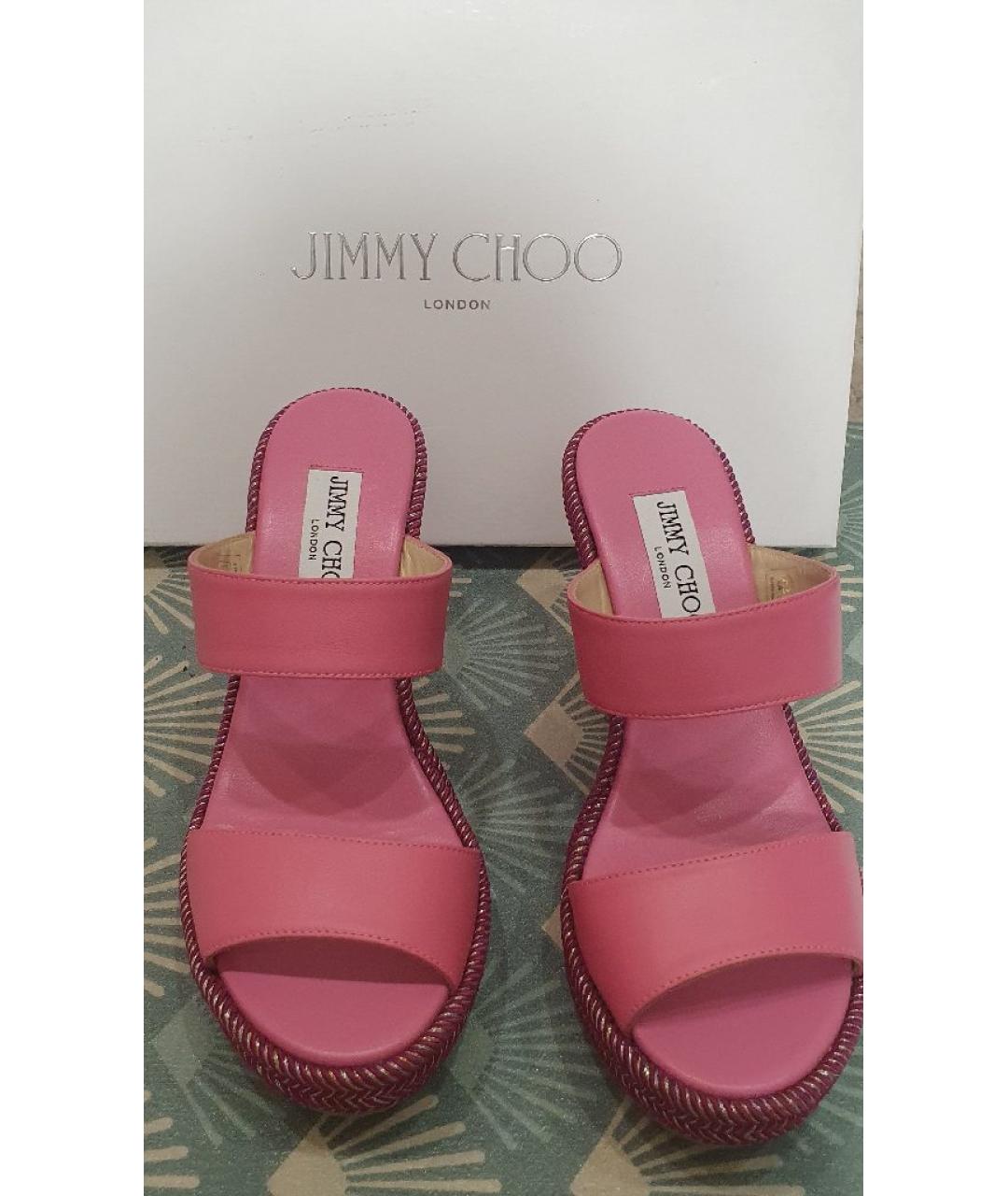 JIMMY CHOO Розовые кожаные босоножки, фото 2