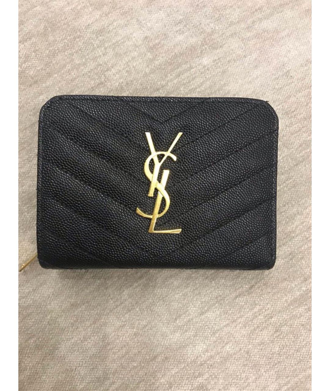 SAINT LAURENT Черный кожаный кошелек, фото 7