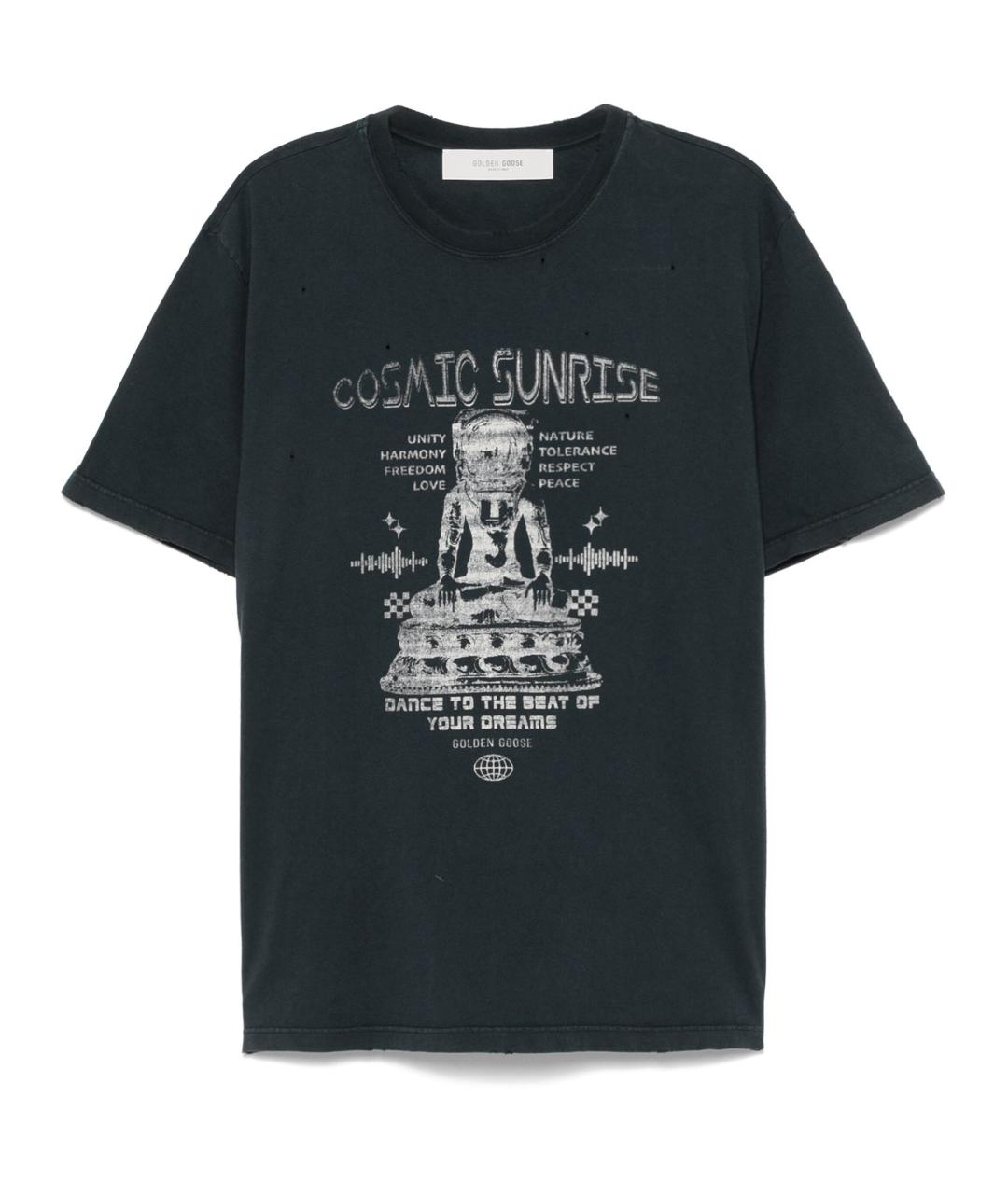 GOLDEN GOOSE DELUXE BRAND Черная хлопковая футболка, фото 4