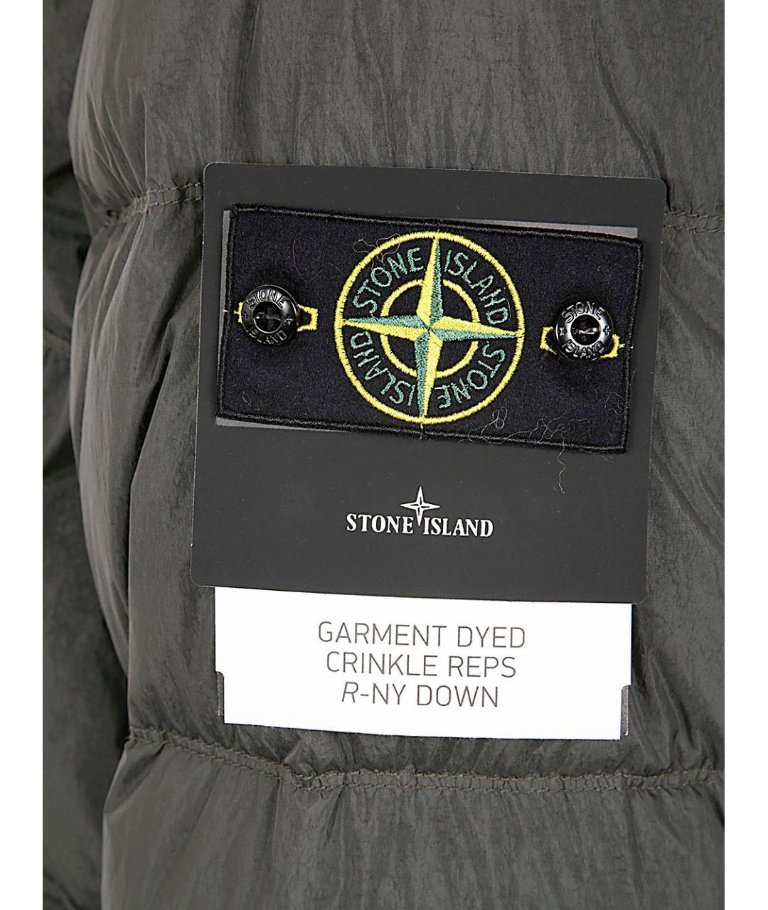 STONE ISLAND Серый полиамидовый пуховик, фото 3